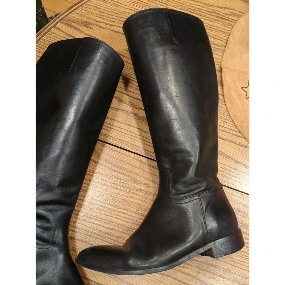 Davos Gomma Knee‎ High Boots Black Made In Italy 38 US 7
